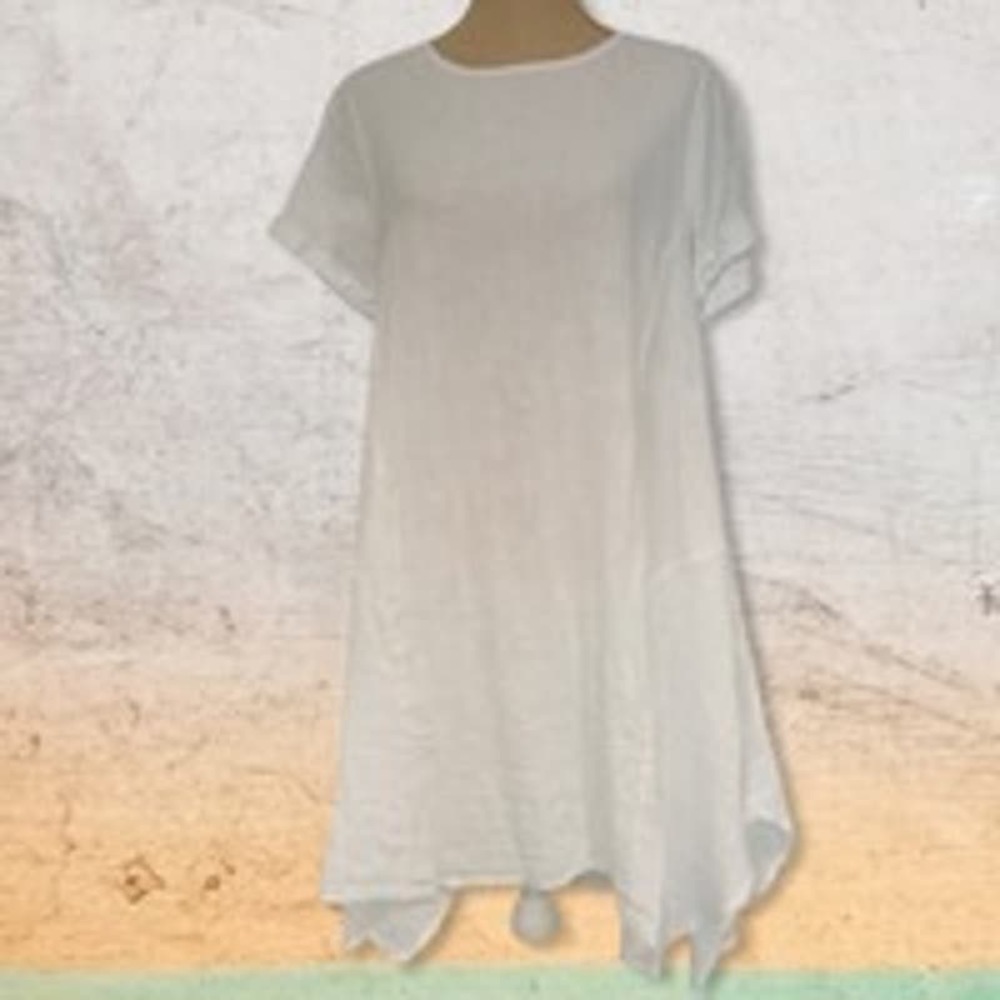 Asna Linen Shortsleeved Breezy Dress | Size:M | Natural Colors